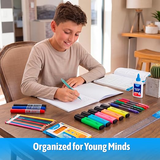 Pointer School Supplies Bundle Kit – A Back to Learning Set Student Value Pack Essentials for Classroom, Writing, Drawing, Crafting, Study Materials Kids, Teens, Home Use Academic Essentials – 62 Pcs