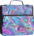 Metallic Liquid Painting Rainbow 3 Ring Binder Bag 1.5 inch Binder Organizer with Zipper Shoulder Strap 500 Sheet Documents Storage for School Office