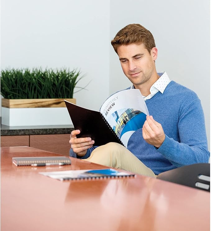 Fellowes Thermal Presentation Covers, 3/8-Inch, Transparent Front, Linen Textured Black Back, 10 per Pack (5256101)