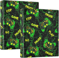 Bright Green Game Controller Gamer Binder 3 Ring 1.5 Inch Binder with Clipboard&Pockets, Hardcover Binders Heavy Duty Large File Folder for Office School Supplies - Holds 200 Sheets,2 PC