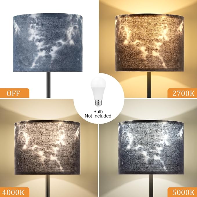 60'' Modern Floor Lamp with Shade, Tall Lamps for Living Room, Bedroom, Office, Dining Room, Hand-Dyed Blue Lampshade(Without Bulb)