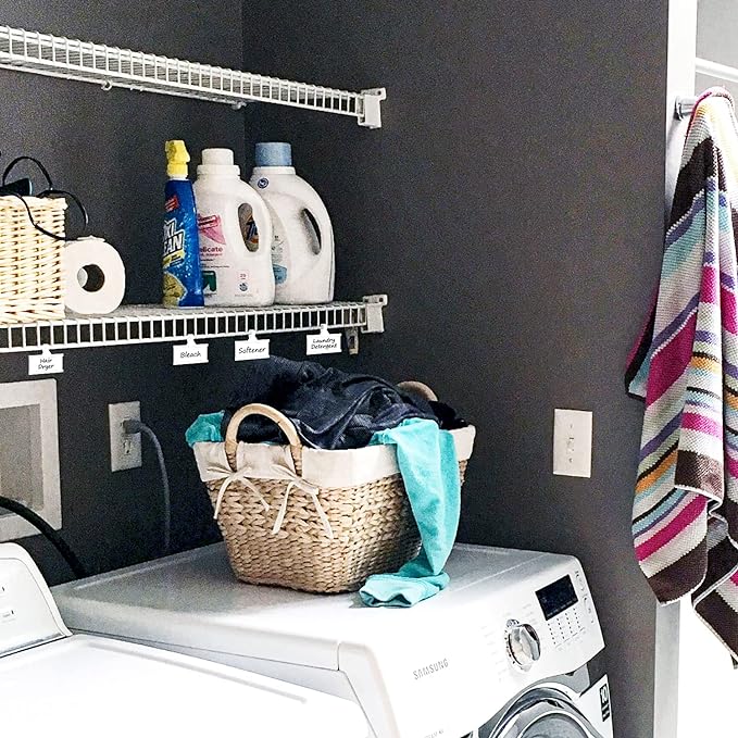 Plastic Wire Shelf Label Holder, Reusable Shelf Tags for Pantry Retail Store, Supermarket UPC Price Card & Ticket Display, Strong & Easy Clip Design Tight Snap Lock Closure. 1-1/4" H X 3" W (50)