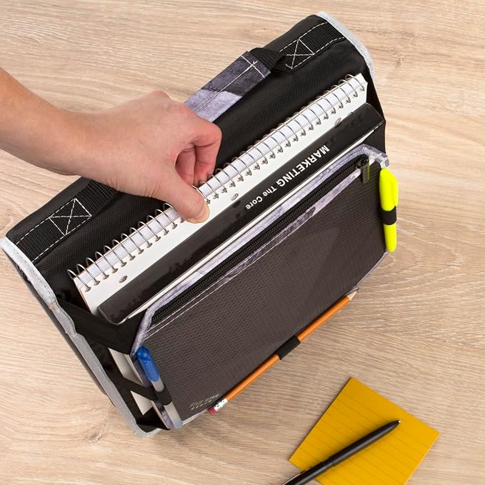 Five Star Zipper Binder, 2 Inch 3-Ring Binder with Round Rings, Expansion Panel and 5-Tab Expanding File, 580 Sheet Capacity, Black (29052IT8)