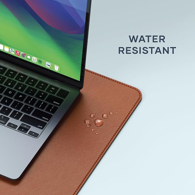 Satechi Vegan-Leather Desk Mat, Scratch and Water Resistant, Brown | Large Mouse Pad, Ergonomic, Easy to Clean, 26.8 x 12.4 x 0.1 inches, for Office and Home