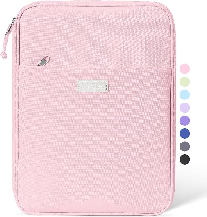 Sooez Zipper Binder Bag, 1 Inch Binders 3 Ring O-Ring, 5-Tab Divider Folder | Expanding File Folder, 500-Sheet Capacity Three Ring Binder, Cute Organizer Storage Student School Classroom Supplies, Pink