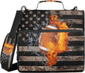 Fisyme Football American Flag Zipper Binder 3 Ring with Zipper and Shoulder Strap Large Capacity Multi-Pocket Binder Organizer