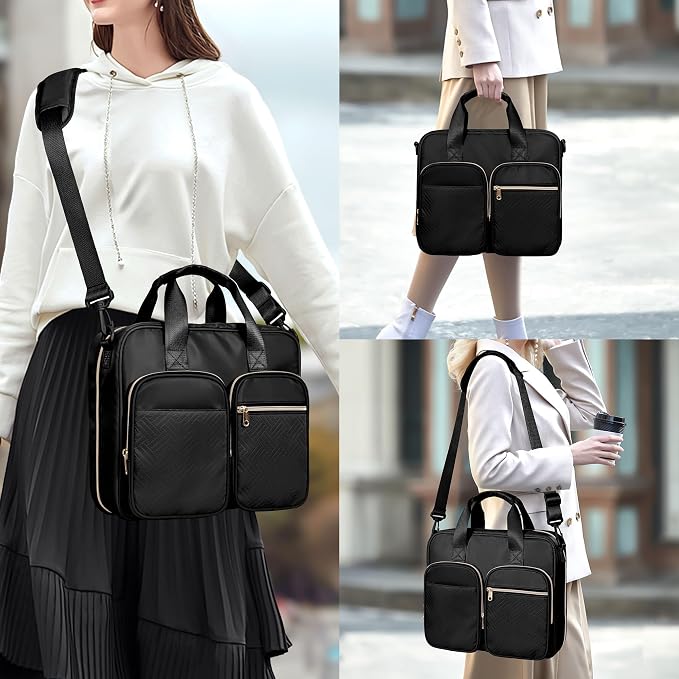 3 Ring Zipper Binder, 2 Inch Ring Binder Organizer Bag with Strap | Binder Bag Fits 13" Laptop & 500 Sheets, Detachable Shoulder Strap, Large Capacity Zip Up Portfolio Folder Bag for Office