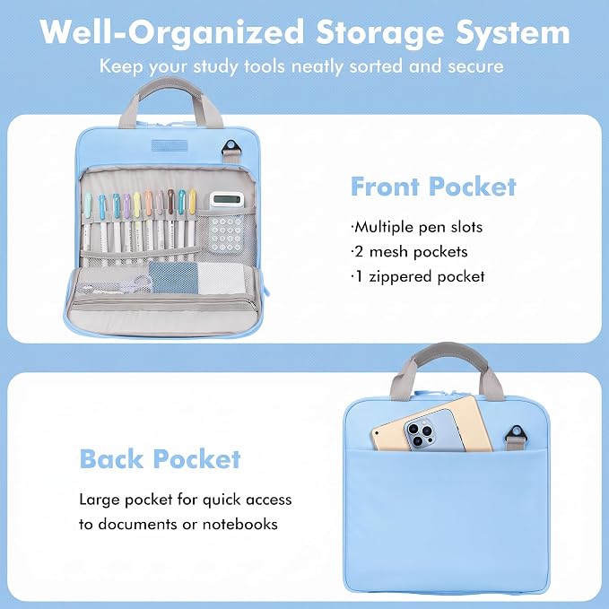 3-Ring Zipper Binder Organizer with Shoulder Strap, 2 Inch Binder | 500 Sheets Zip Up Binder Bag with Multiple Pockets & Storage, Laptop, Books Organizer for School Students and Teachers