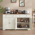VASAGLE Siren Collection - Buffet Cabinet, Farmhouse Coffee Bar Cabinet with 2 Drawers, Adjustable Shelves, 4 Doors, Sideboard, 15.8 x 55.1 x 31.5 Inches, Rustic White and Honey Brown ULSC541WJ01S