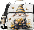 3 Ring Zipper Binder with Shoulder Strap Bee Gnome Yellow Flower 2 Inch Zippered Binder Bag 500 Sheet Capacity Multi Pockets for School Supplies