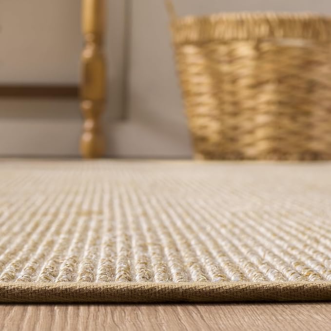 Martha Stewart x SAFAVIEH Area Rug Collection - 8' x 10', Beige & Ivory, Sisal & Jute, Farmhouse Style, Ideal for Living Room, Bedroom, Office, Dining Space (MSR9501C)