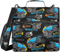 Monster Truck Print Zipper Binder Bag 3 Ring with Shoulder Strap & Handle Multi Pocket Binder Organizer Bag Large Capacity for School Office Supplies