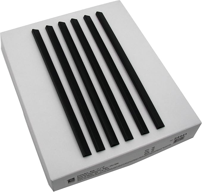 C-Line Slide 'N Grip Binding Bars, 40-Sheet Capacity, 11 x 0.25, Black, 100/Box