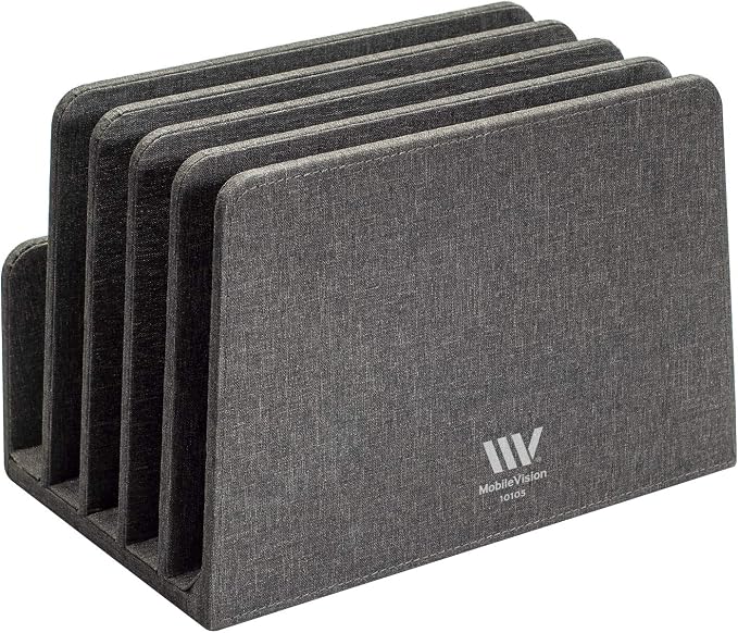 MobileVision Executive Dark Gray Desktop File Folder Organizer and Paper Tray, 5 Slot Dividers