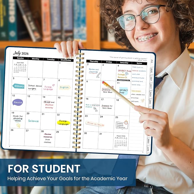 Taja Planner 2026-2027, Jul 2026-Jun 2027 Monthly & Weekly Calendar Book | 8.5" x 11", Hardcover Academic Calendar with Tabs, Teacher Student Agenda Book for School Office Supplies - Navy Blue