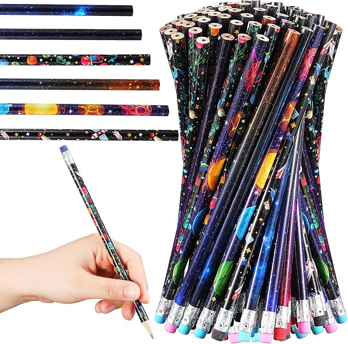 Geyee 36 Pcs Space Pencils Hawaiian Shark Themed Party Favors, Space