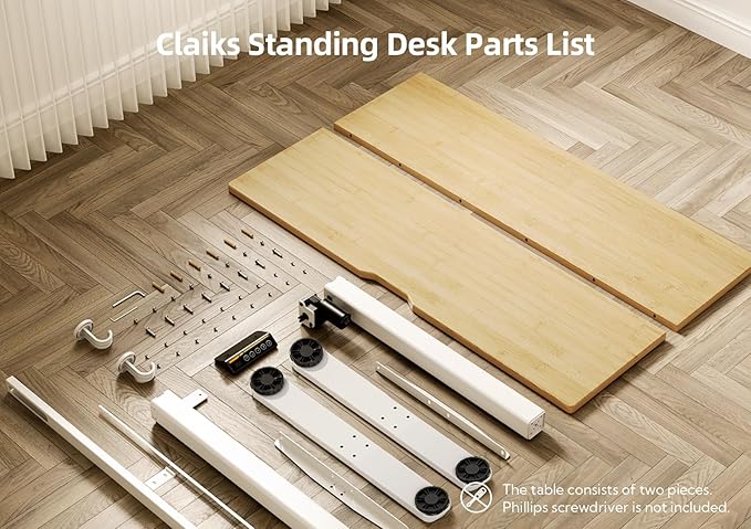 Claiks Electric Height Adjustable Standing Desk, 40x24 Inch, Bamboo | Smooth Height Adjustment, 3 Memory Presets, Cable Management Hub&Hook, Stable Steel Frame, 176lbs Capacity, Easy Assembly