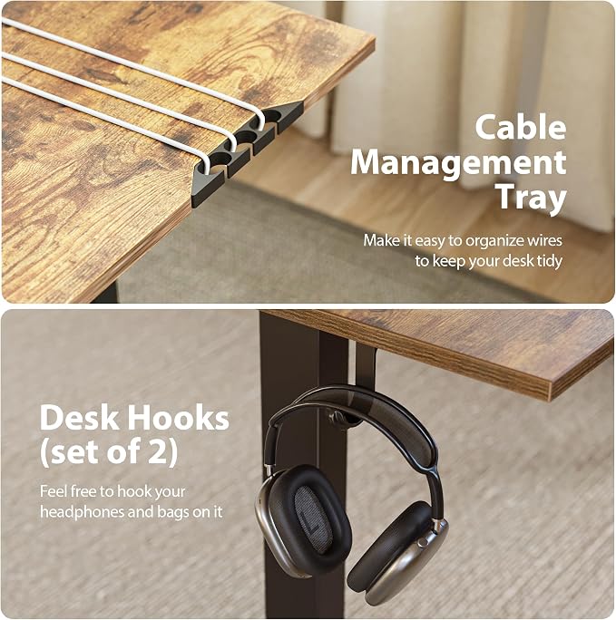Agilestic 75 x 61 Inch L Shaped Electric Standing Desk, Rustic Brown | Corner Desk, Ample Workspace, Memory Presets, Hooks, Stable Steel Frame,176 lbs Capacity, Easy Assembly, Splice Board