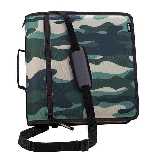 Case-it School Zipper Binder | 3-Inch O-Rings | 600-Sheet | D-146 OG Camo | Mighty Zip Tab, 5-Subject Expanding File Folder, Multiple Pockets, Storage Organizer, Shoulder Strap, Office