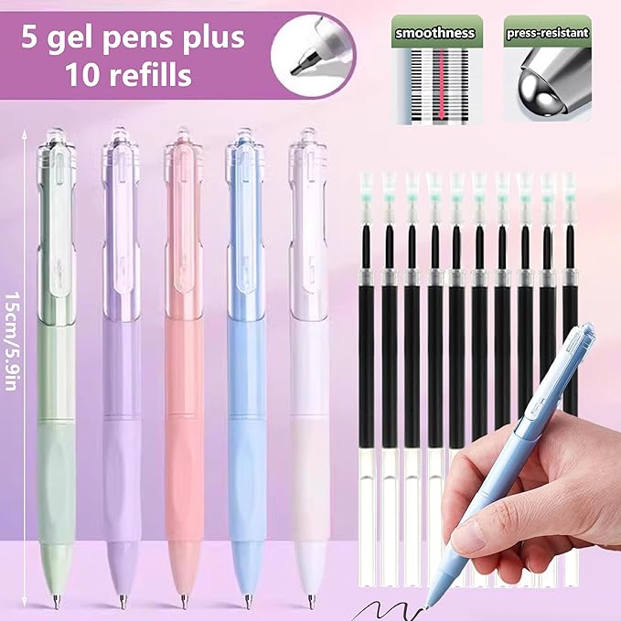 56 PCS Aesthetic School Supplies with Large Pencil Case, 24 Double Brush Marker Pens, 5 Black Ink Gel Pens, 6 Macaron Pencils, 4 Sharpeners, Sticky Notes, Ruler, Erasers, Stationery Gift