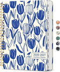 Planner 2026-2027, Jul 2026-Jun 2027 Monthly & Weekly Planner Calendar | 6.3" x 8.5", Hardcover Academic Spiral Pretty School Planning Book for Women, Teacher, Student, Indigo Tulips