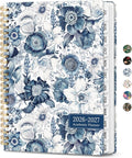 Academic Planner 2026-2027, Monthly and Weekly Calendar Planner, July 2026 - June 2027, Pretty Hardcover Teacher Student Planning Agenda Book with Tabs, Fit for School Office Supplies, 6.3" x 8.5", Blue Floral