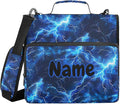 Custom Blue Electric Lightning 3 Ring Binder Bag 1.5 inch Personalized Name Binder Organizer 500 Sheet Documents Storage for School Office