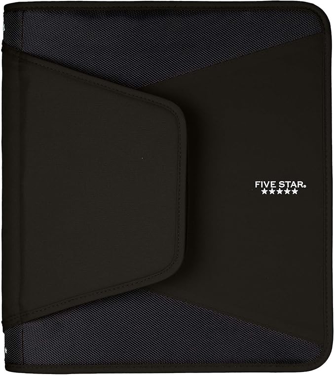 Five Star 1-1/2 Inch Zipper Binder, 3 Ring Binder, 3-Pocket Expanding File, Durable, Color Selected For You (28012)