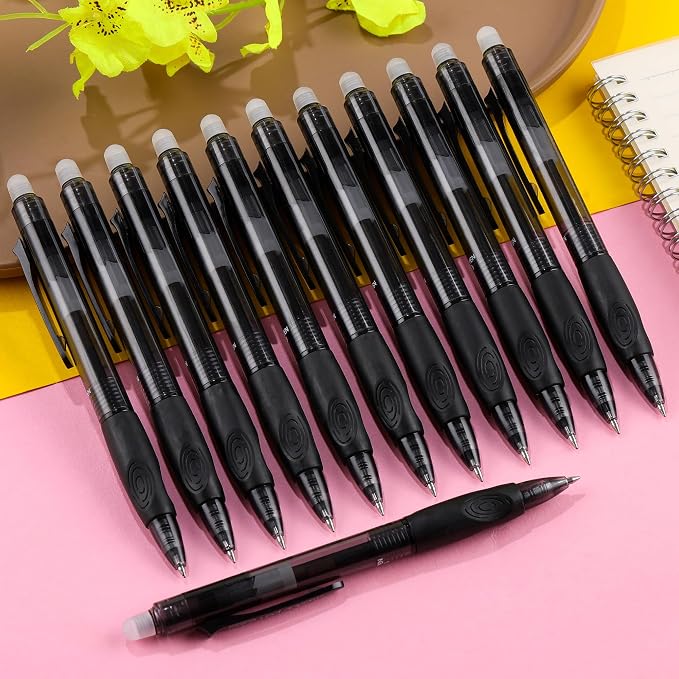 USUAL 54 Black Retractable Erasable Gel Pens Clicker, Fine Point(0.5mm), Make Mistakes Disappear, Premium Comfort Grip, Black Ink for Planners,Smooth Writing Pen Office Back-to-School Supplies