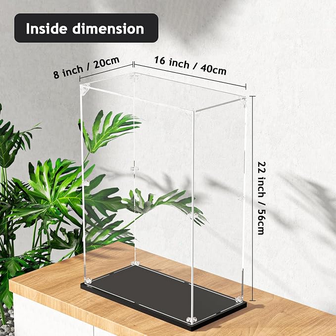 Clear Acrylic Display Case, Easy Assembly Showcase Boxes(16×8×22inch) | dofopo Dust Protection Case for Action Figures and Dolls, Alternative Glass Box for Collectibles Commemorative Gifts