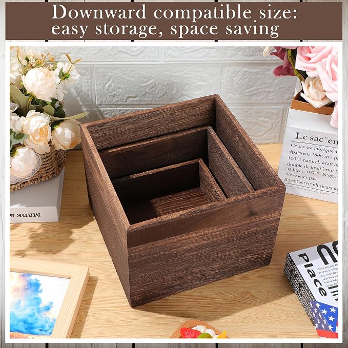 Barydat 6 Pcs Wood Display Risers Stackable Stand Box | Rustic Tiered Stands, Buffet Dessert Riser, Jewelry Stepped Boxes, Collectibles Figures Show, Elevated Platforms Catering