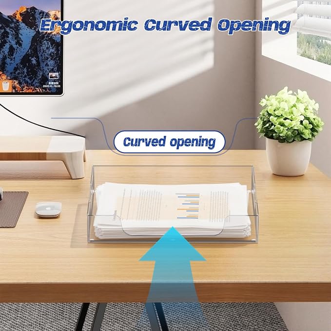 Acrylic Letter&A4 Paper Tray, Clear Desk Organizer, Multi-Function File Tray, Accessories Sorter for Papers, Documents, Magazines, Folders, Notebooks - 12.2'' x 9.25'' x 2'' (Horizontal)
