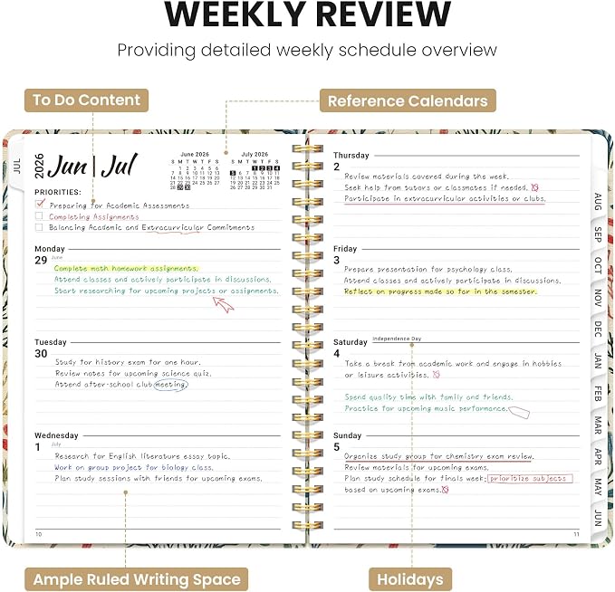 ZOTIA Planner 2026-2027 Weekly & Monthly Calendar Planner Jul 2026-Jun 2027