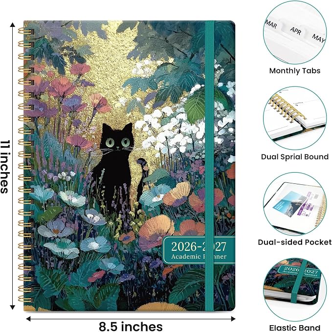 ZOTIA Academic Planner 2026-2027, Monthly & Weekly Jul 2026-Jun 2027 | Secret Bloom, 6.3" x 8.5" Calendar Planner for Women, Hardcover Pretty Organizer for Women, School Office Home Supplies
