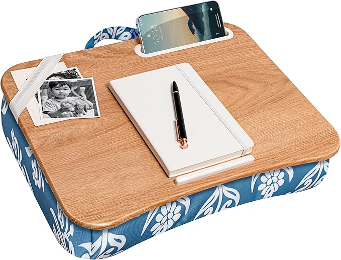 LAPGEAR Designer Lap Desk – Floral Block Print, Fits 15.6” Laptops