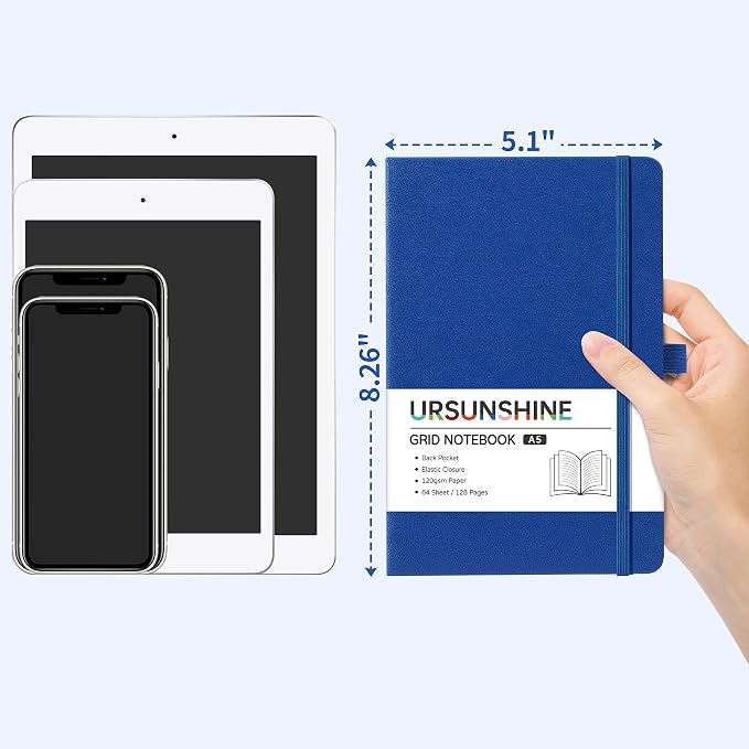 Graph Grid Paper Notebook/Journal - Classic Journal/Notebook with Ribbon