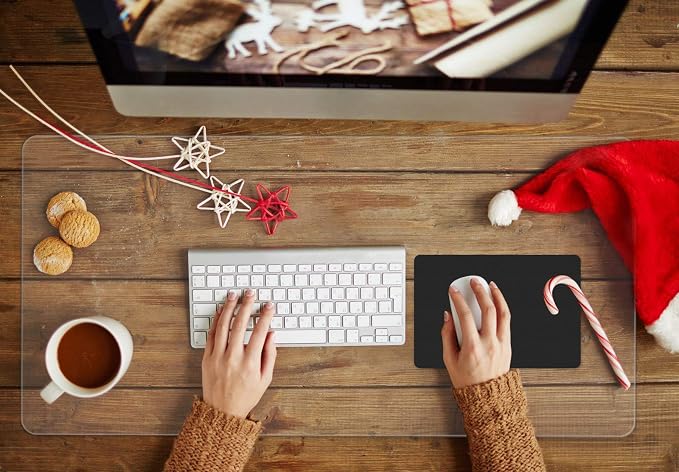 24 X 48 Inch Clear Desk Pad Protector Transparent Desk Mats Blotter on Top of Desks for Laptop Computer Keyboard PVC Vinyl Desktop Writing Mat Cover With Mouse Pad Non-slip Waterproof Wipeable Plastic