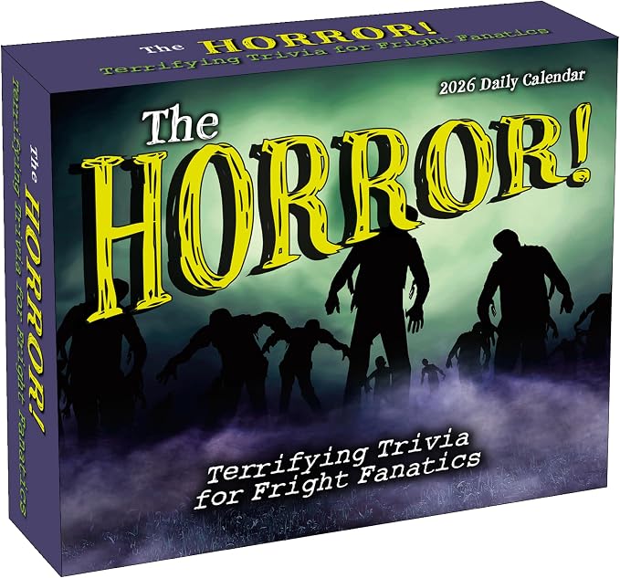 The Horror! 2026 Daily Desk Calendar: Boxed Page-a-Day Scary Movie & Trivia Calendar with Day-to-Day Frightening Facts for Horror Fans & Fright Fanatics