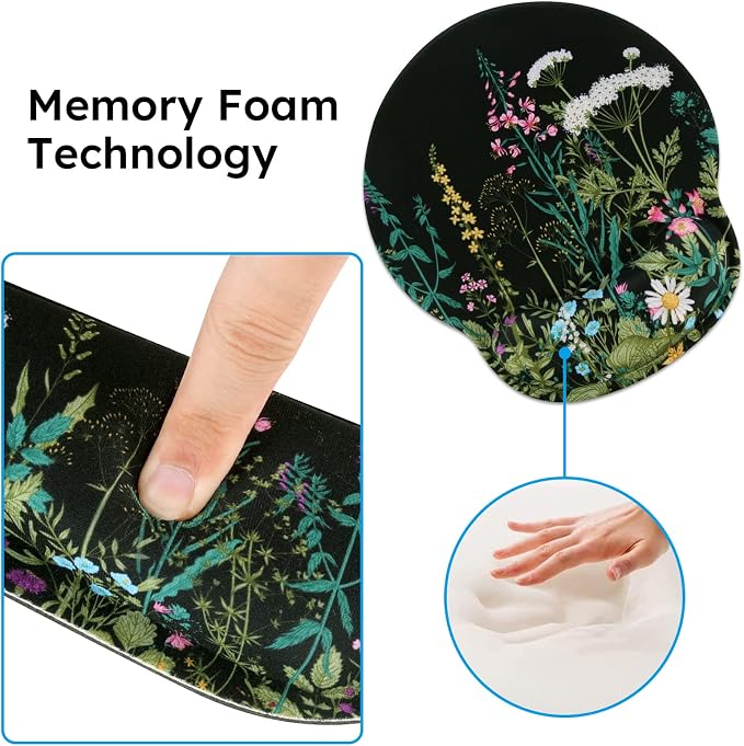 iCasso Floral 4in1 Writing Pad, 35.4"x15.7" Work Mat for Workspace | Aesthetic Ergonomic Desk Pad with Keyboard Wrist Rest, Mousepad Set for Travel Women Classroom Office Workspace Area
