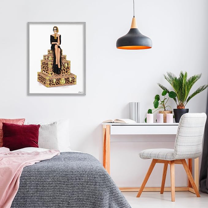 Stylish Gal Suitcases Travel Glam, 16 x 20 Inch Framed Giclée Print | Stupell Industries · By Ziwei Li · Ready to hang · Great for dorms and bedrooms · Made in USA