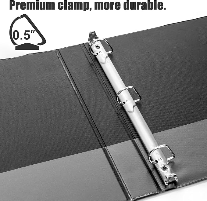 COMIX Heavy Duty 0.5 inch Slant-D Ring View Binder, 1/2 inch 3 Ring Binders, Hold 125 Sheets of 8.5" x 11" Paper, 8 Pack (Black)