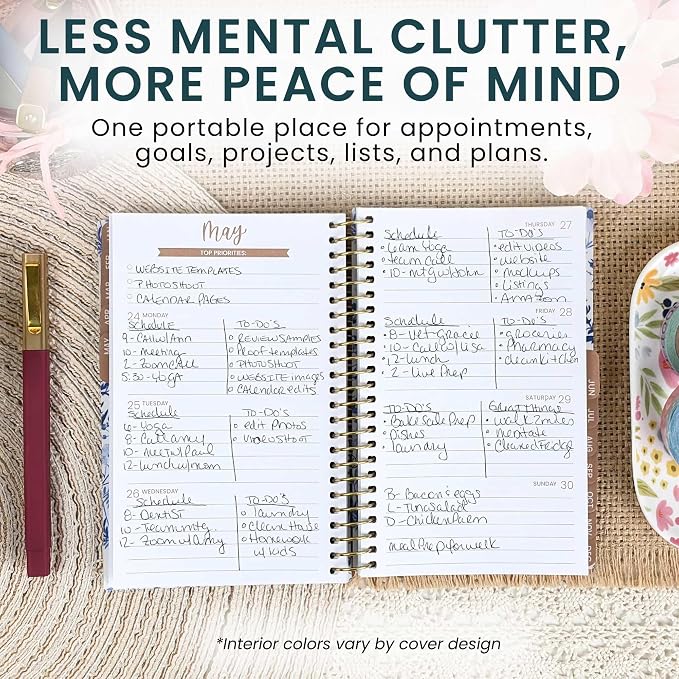 bloom daily planners 2027 Pocket Planner (January 2027 - December 2027) - 4” x 6” MINI Weekly Monthly Agenda Organizer & Calendar Year Book - Blue & White Floral
