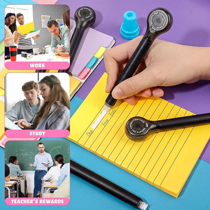Gersoniel 25 Pack Correction Tape Pen for School Office,Black Color