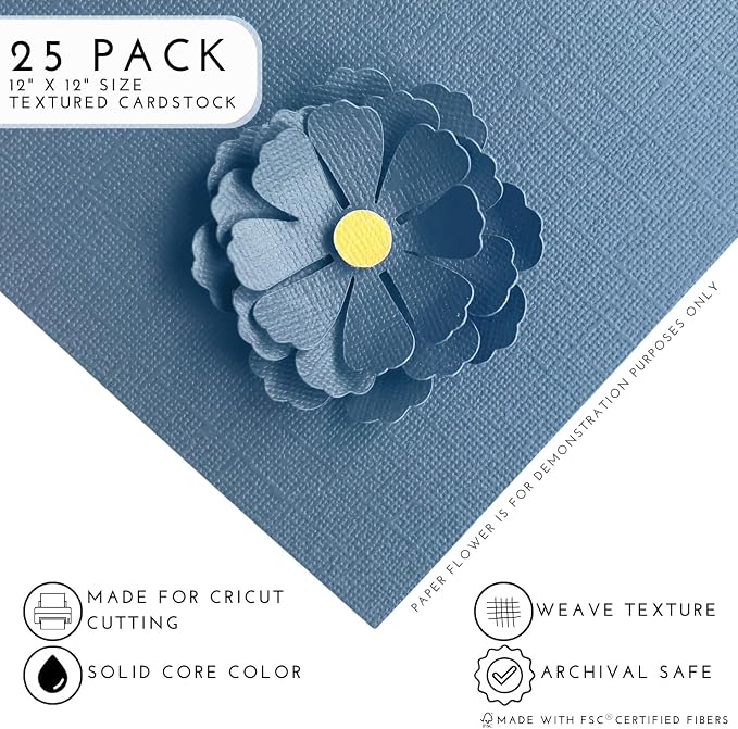 Blue Sky—12x12 Textured Cardstock | 80lb Textured Blue Scrapbook Paper | Premium Cardstock for Cricut Cutting | 25 Sheets