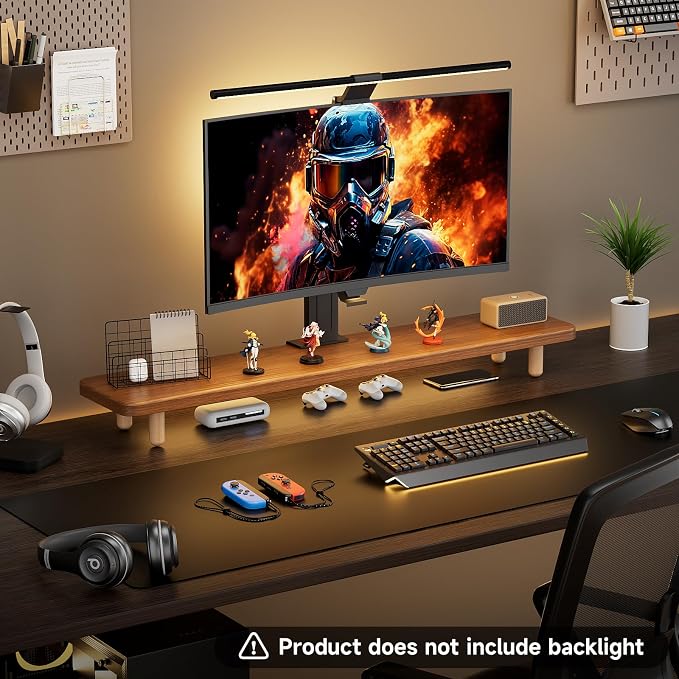 Dual Monitor Stand Riser, 39 Inch Extra Long Wooden Desktop Monitor Riser with Storage for 2 Monitors Ultra Strong Desk Shelf Organizer Riser Ergonomic for 2 Screens/Laptop/PC/TV/Printer (Walut brown, 39inches)