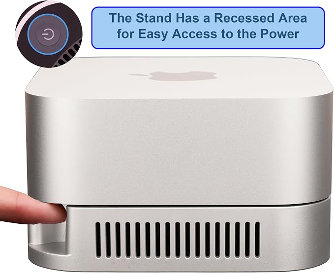 M4 M5 Mac mini Stand, Silver Holder for Mac mini 2024-2026 with Ventilation Heat Dissipation Cooling, Desk Mount Accessories with Anti-Slip Silicone and Dust-Proof Nets