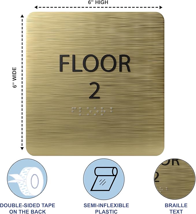 Clean Grey ADA Floor 2 Sign with Braille – Made from Durable Acrylic and Ready to Mount