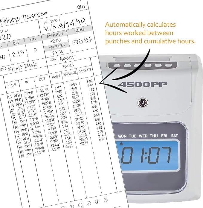 Nile Products - Authorized Time Cards for Nile Products 4500PP Compatible [ 4500PP10 ] Electronic Time Clock, Double Sided Time Sheets (3.37 x 7.37 Inches) - 100 Time Cards Per Package | Compatible Electronic Time Clock, Double Sided Time Sheets (3.37 ...