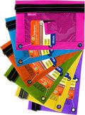 BAZIC PRODUCTS Bright Color 3-Ring Pencil Pouch with Mesh Window, 6-Set | clear mesh window and a zipper closure for pens, pencils, supplies