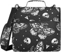 3 Ring Zipper Binder with Shoulder Strap Skull Moon Moth Black Skeleton 1.5 inch Binders Keeper Large Capacity Multi Pockets for School Office Supplies